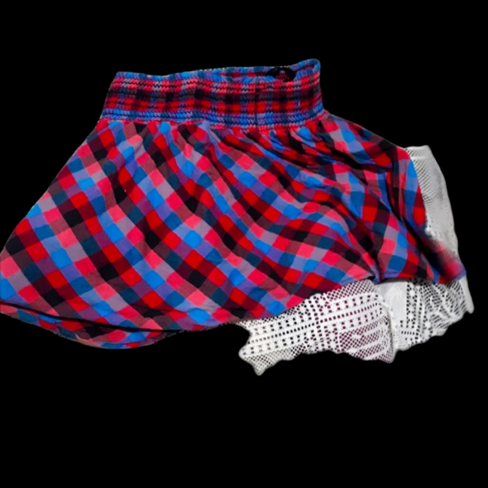 Pink plaid skirt